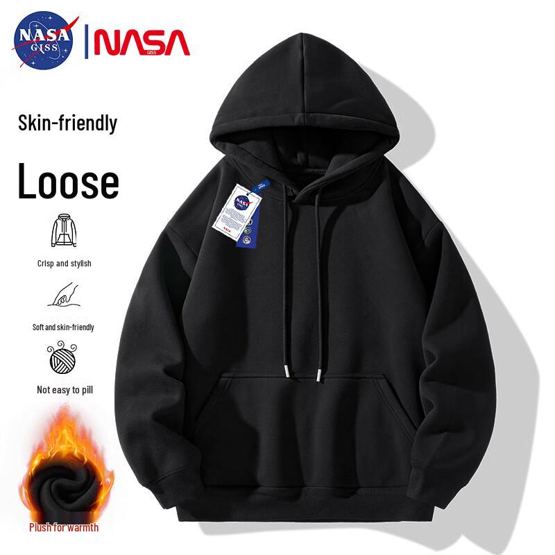 NASA GISS Men's Solid Loose-Fit Hooded Sweatshirt