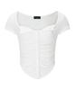 Peullijeunopallou Kaya Button Shirring Short Sleeve Top (Ivory)