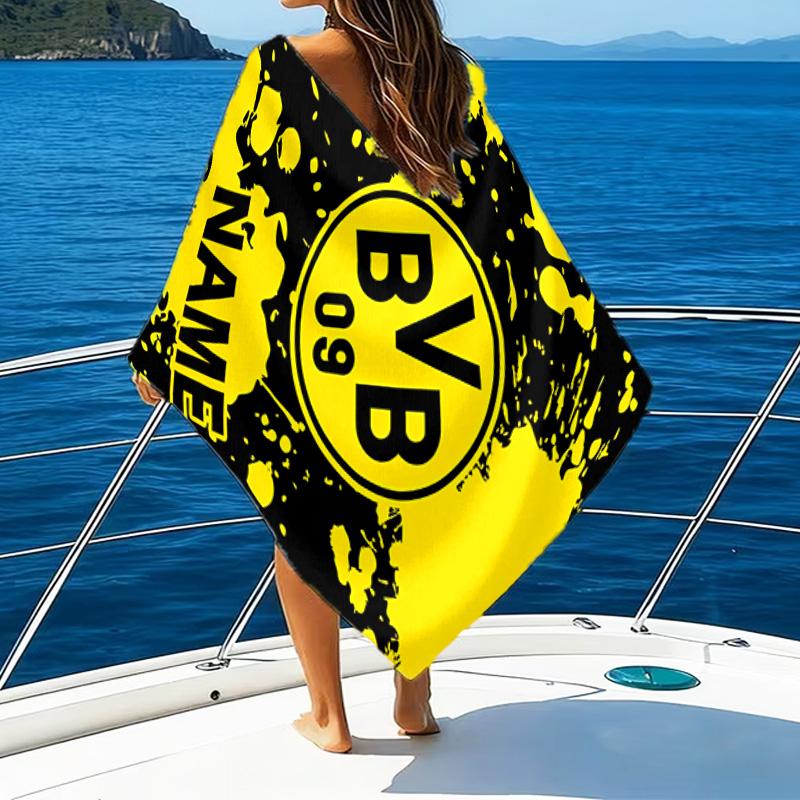 1pc Football1 Beach Towel with Custom Name, Beach/Swimming/Bath/Picnic/Camping Towel, Suitable for Seaside Beaches