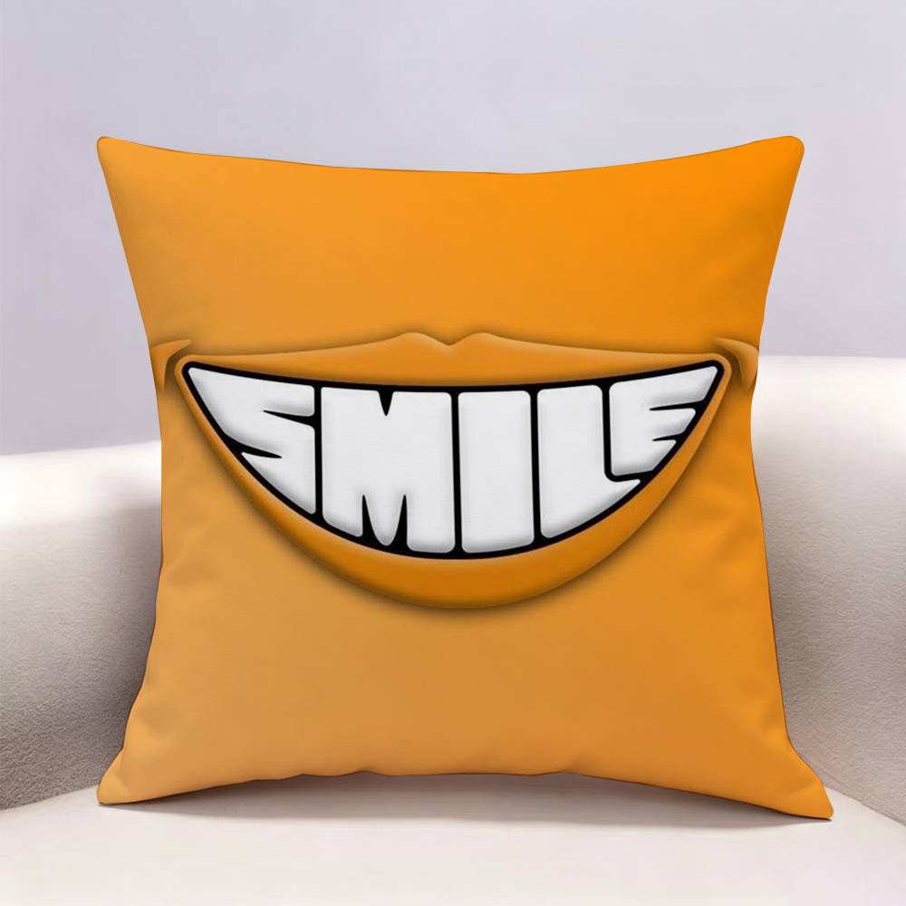 Smile Cartoon fun cute Doublesided print Pillow Case Pattern Printed Pillowcase For Living Room Sofa Cushion Cover