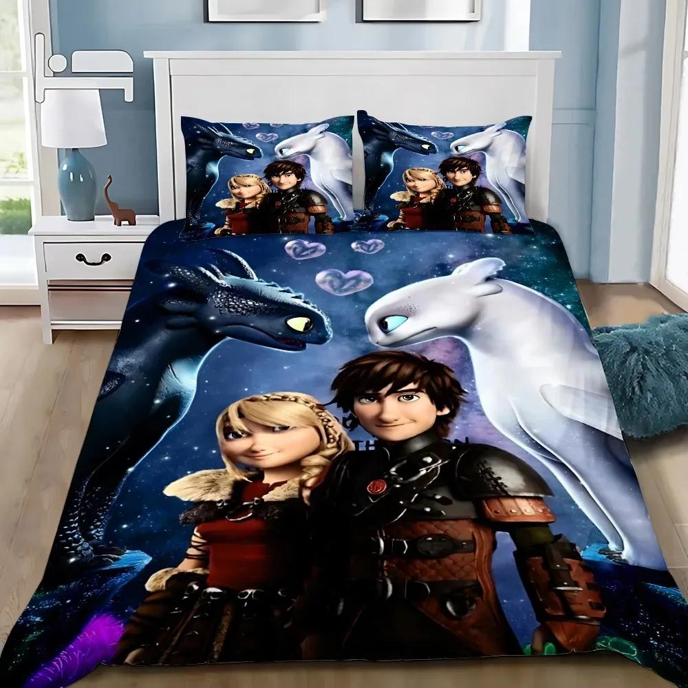 cartoon Duvet Cover, Toothless Flying Adventure Bedding Set, Soft Microfiber bedroom decor& Perfect Gift for boys girls 135x200cm