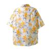 Men's Yellow Floral Print Ice Silk Vacation Shirt - Short Sleeve, Loose Casual Style