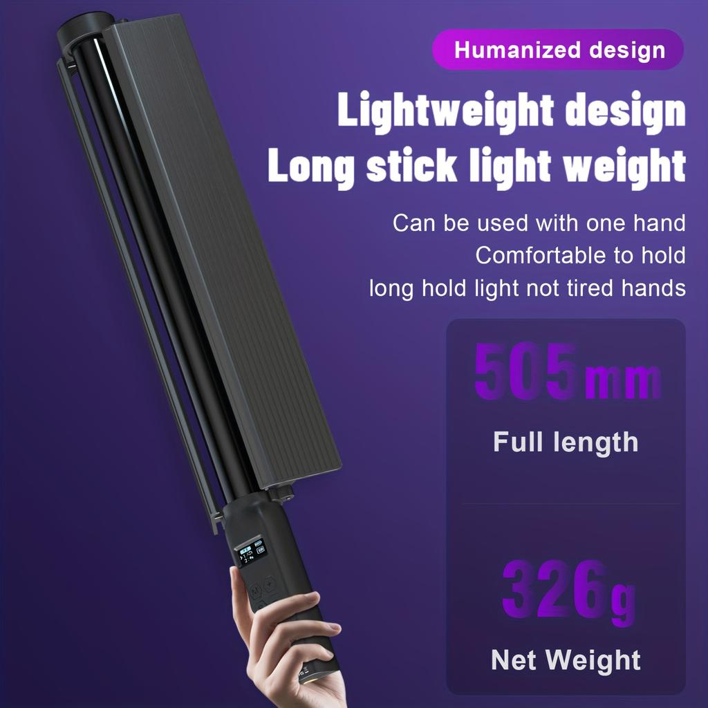 Ambitful Portable Handheld RSL-01 LED Video Light Wand 2500K-9000K, 360° Full Color RGB, Barn Door, Built-In Battery