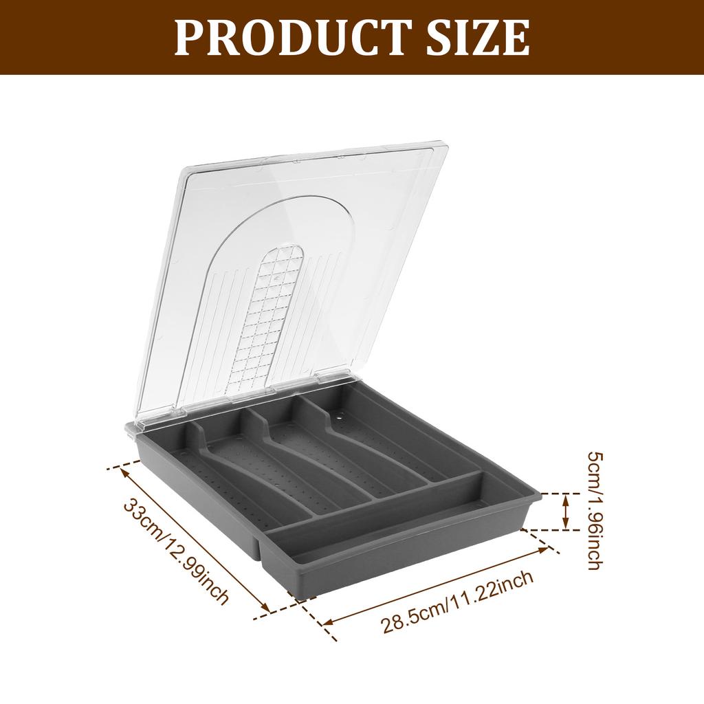 Portable Utensil Storage Box Sealed Dustproof Cutlery Organiser Trays with Lid for Kitchen Spoons Forks Knives Organiser New