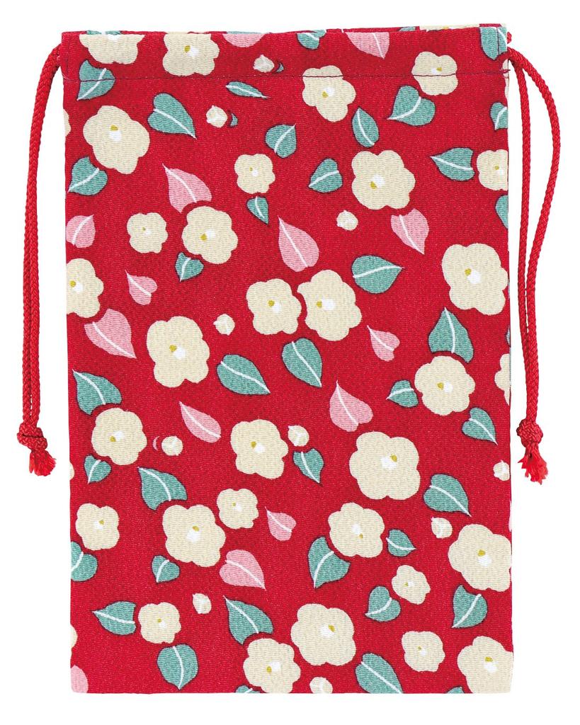 Kurochiku Goshuincho Drawstring New Flower 21707501 (Seal Book) Case, Bag, Basket, Camellia, Red,