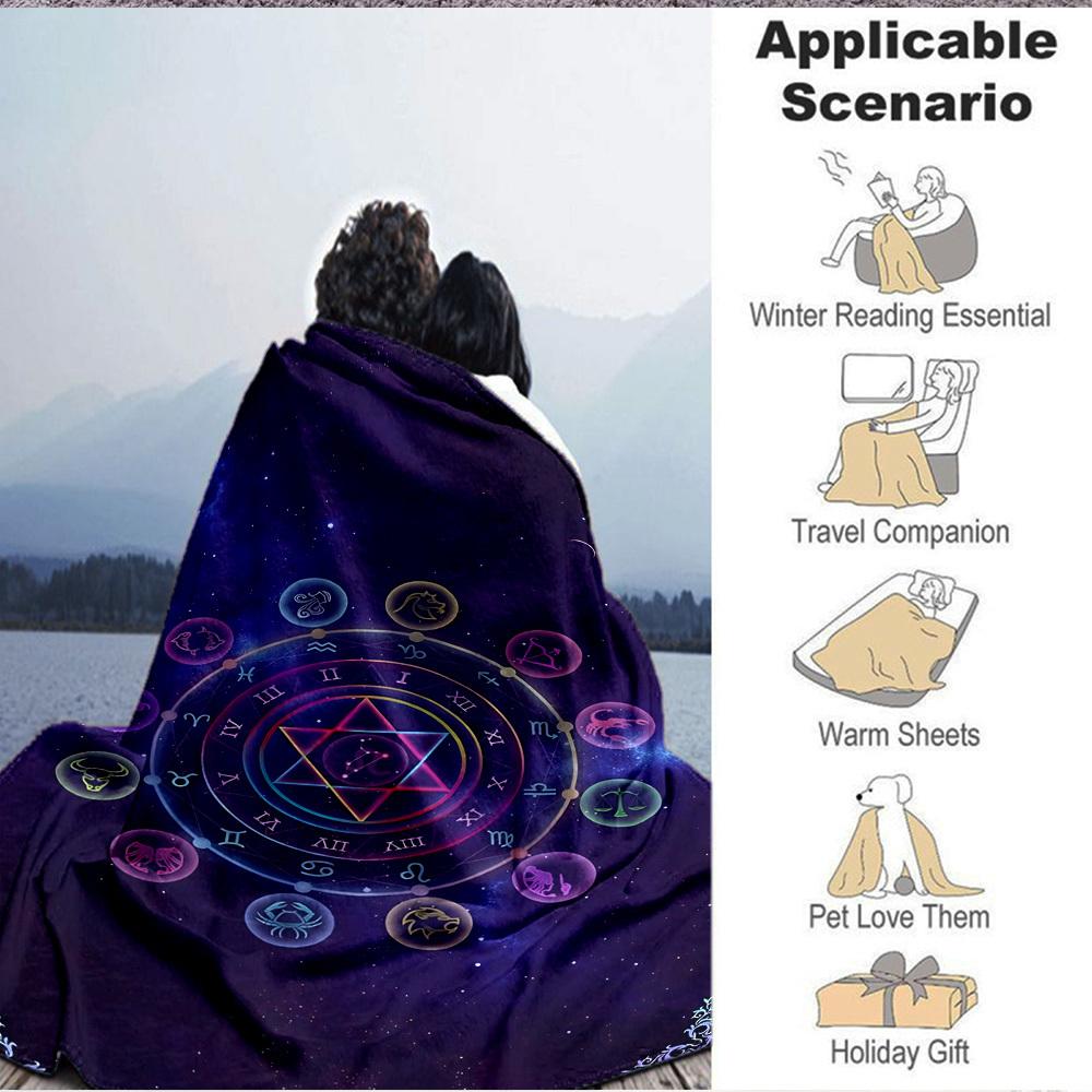 1 Stück Astrologie-Symbole Decke - Perfektes Geschenk für Geburtstage, Weihnachten & Halloween - Weich, Warm & Vielseitig yy250909169