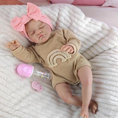 46cm Realistic Reborn Doll with Soft Cloth Body and Hand-Painted Hair - Perfect Children's Companion or Holiday Gift.