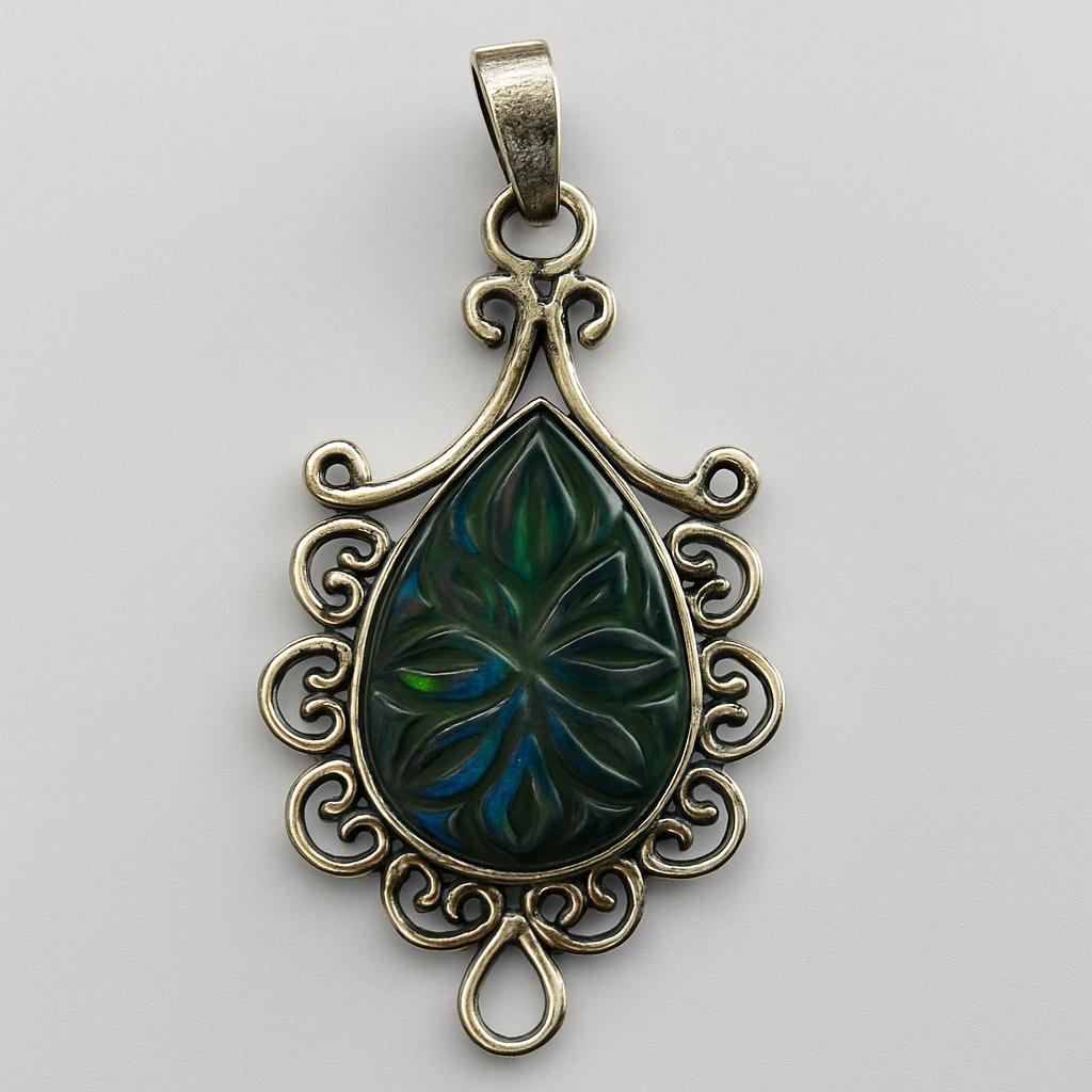 Natural Opal Pendant 24 ct 925 Sterling Silver Teardrop for Her October Birthday Birthstone