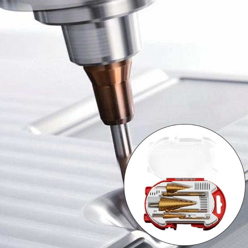 Professional Metal Drill Bit Set with High Speed Steel Coating 3 Sizes Step Twist Bits for Woodworking and Accuracy Drilling