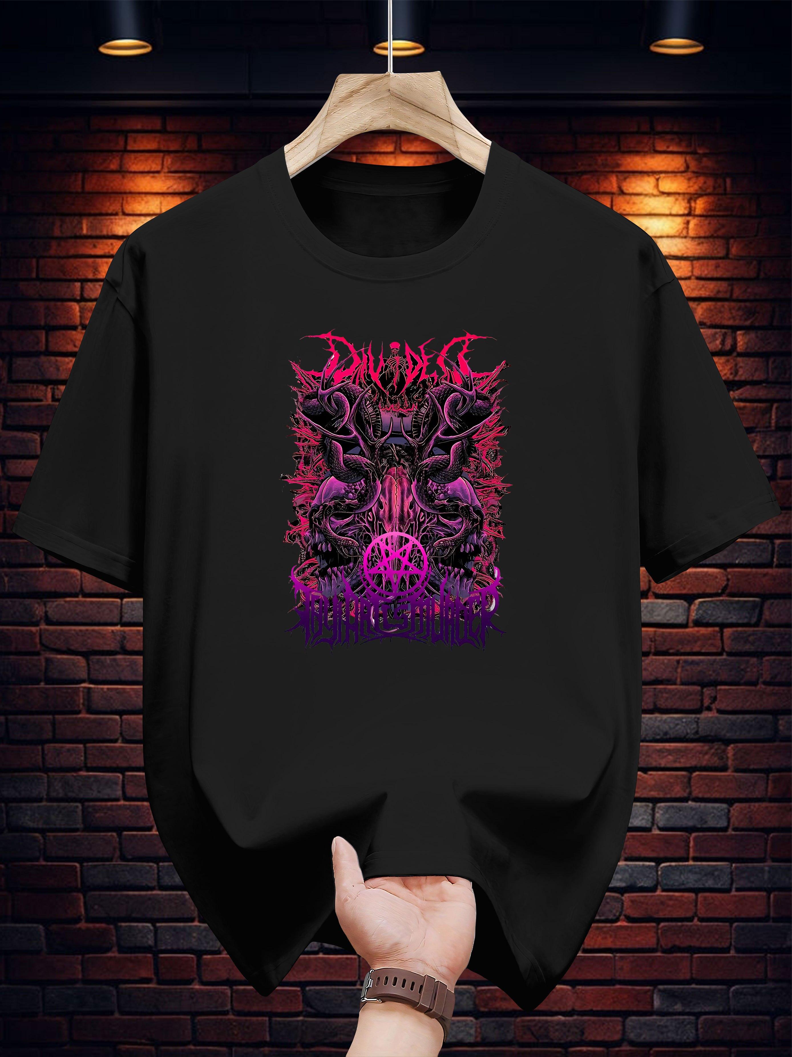 Graphic Print T-shirt - Vibrant Purple & Pink Dragon Design XXL