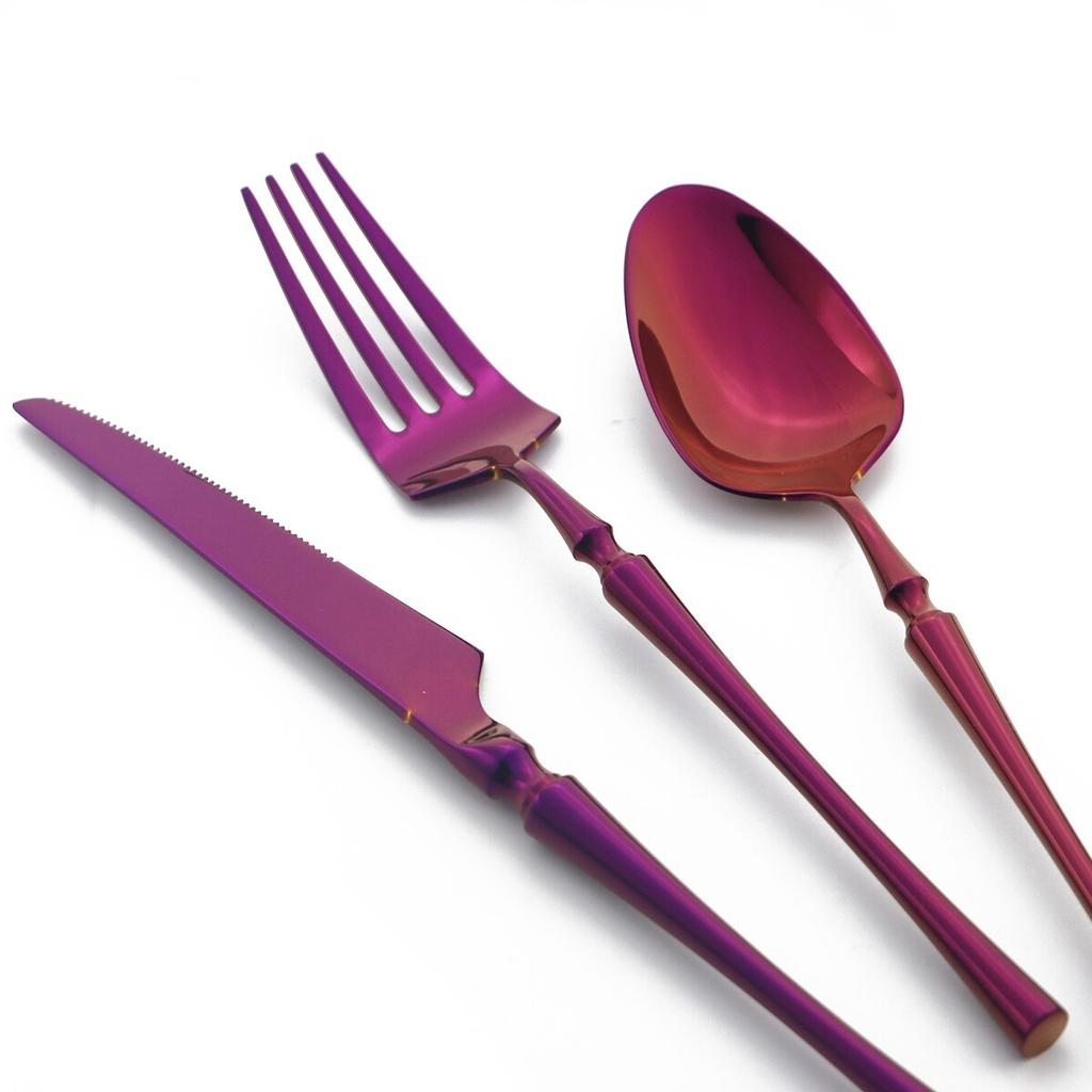 5pcs Colorful Knife Dessert Fork Coffee Spoon Dinnerware Set Mirror Tableware 304 Stainless Steel Cutlery Set Home Kitchen Silverware