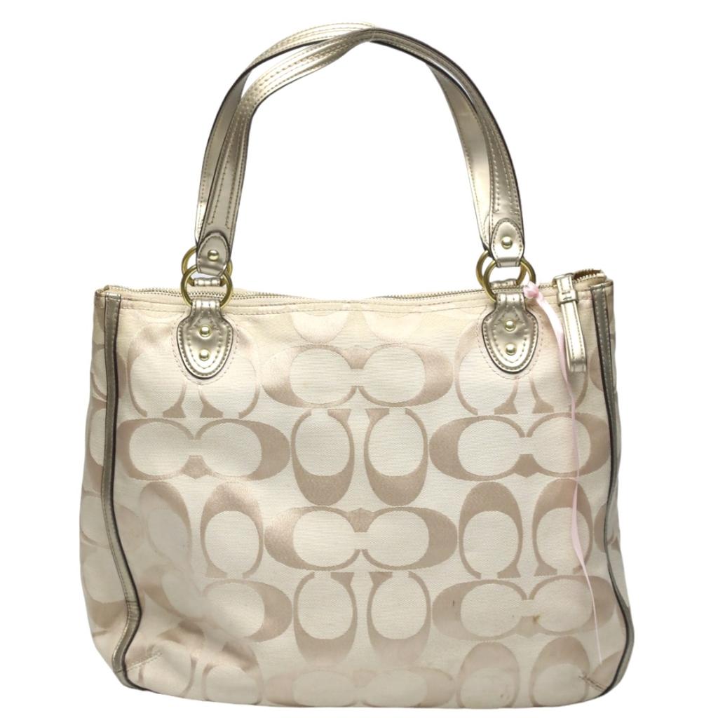COACH harry metallic reps Tote Bag leather beige x metallic Women 22447 Used