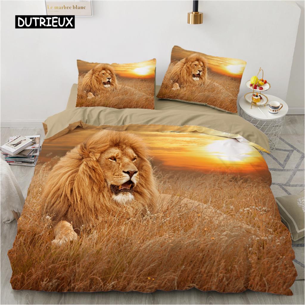 Set de lenjerie de pat de lux cu imprimeu leopard Queen King Dublu Husă de plapumă Husă de pilotă confortabilă Set de pat Temă animală Leopard Animal sălbatic