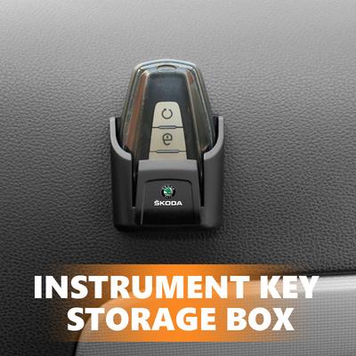 For Skoda Car ID Card Key Holder Adhesive Storage Box Dashboard Organizer Accessories S Kodiaq Octavia 2 3 Yeti Karoq Rapid AA111
