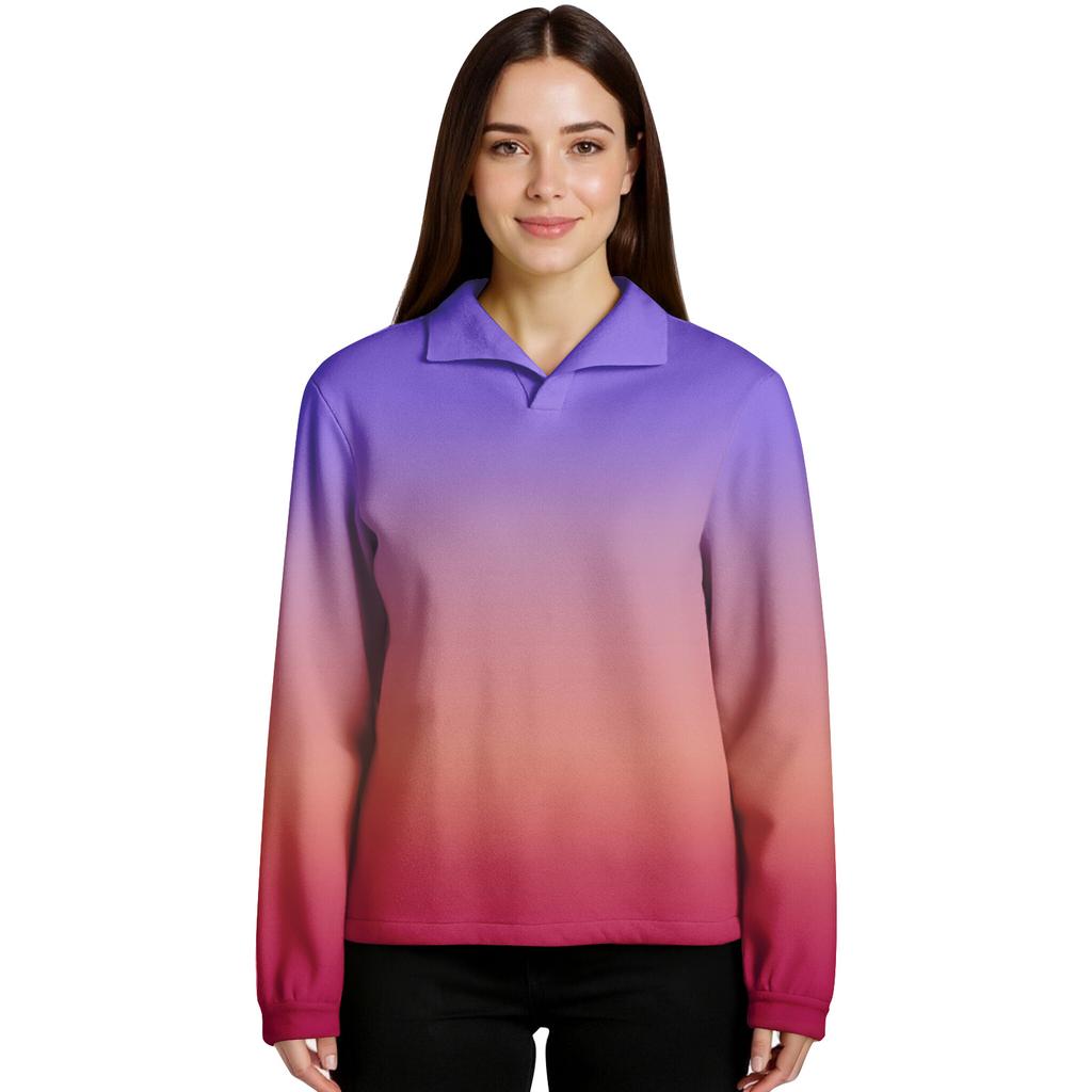 Women's Gradient Printed Pullover Long Sleeve Sports Flannel Top