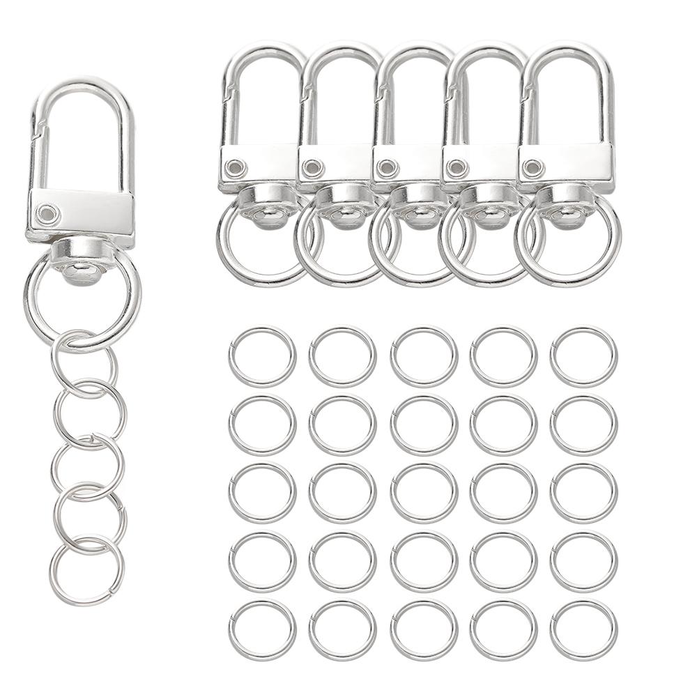 110 Stück/Set Legierung Karabiner Hummerverschluss Haken Schlüsselanhänger Zubehör mit Biegeringen für DIY Schlüsselanhänger Halskette Armband Zubehör