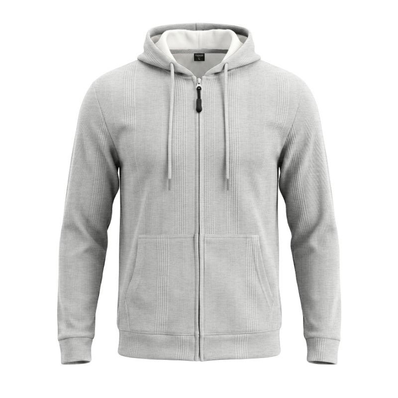 Men S Jacquard Hooded Zip Up Loose Casual Sport Sweatshirt