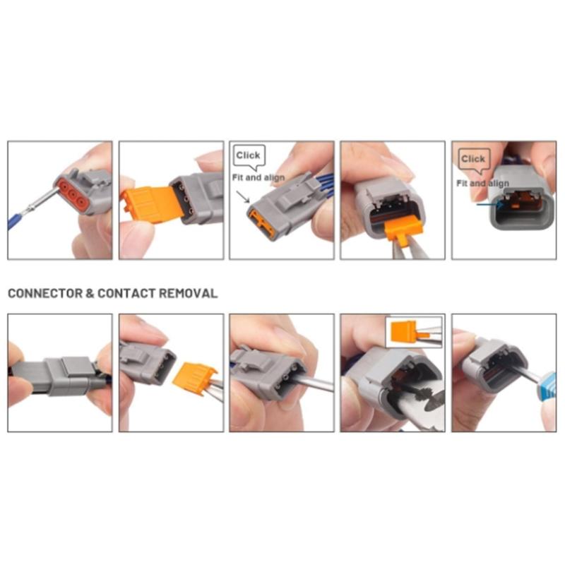 Electrical Wiring Repair Housing Kit, 4 Assemblies with Mating Male and Female Parts and Matching Metal Contacts
