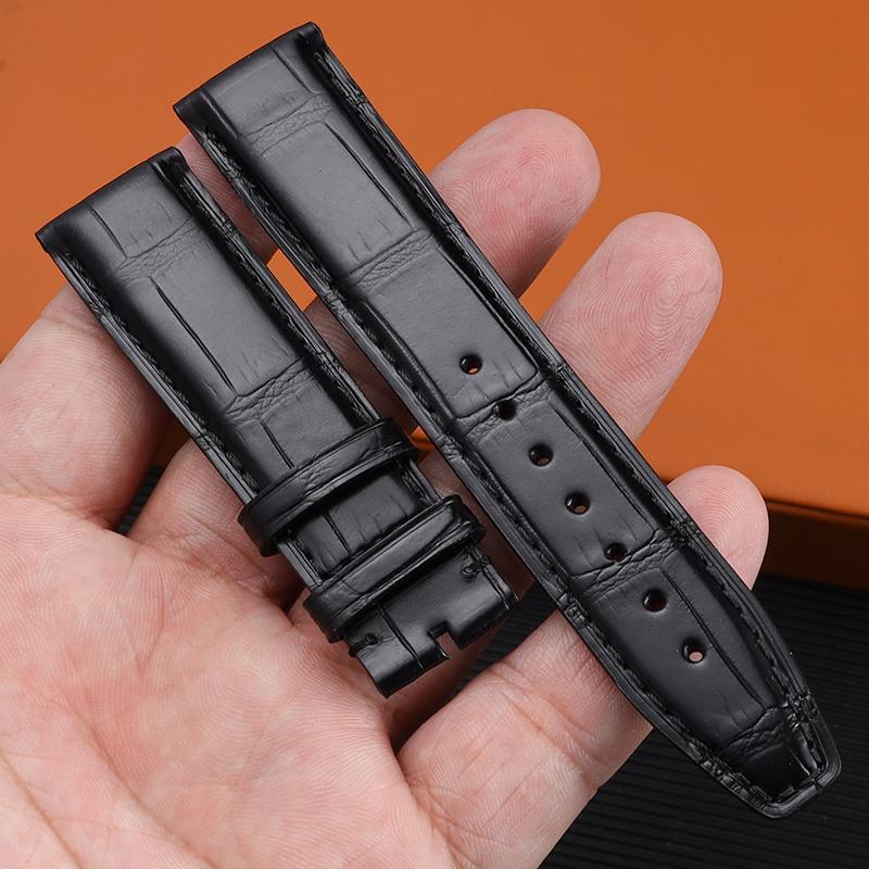 20mm 21mm 22mm Crocodile Skin Watch Band Replacement for IWC Portugieser Porotfino Family PILOT'S Watches Strap Folding Buckle