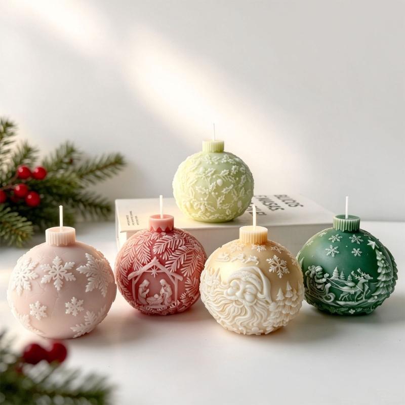 Christmas Crystal Ball Shape Silicone Candle Molds For Resin Casting Making Candle Soap Home Decoration Holiday Present