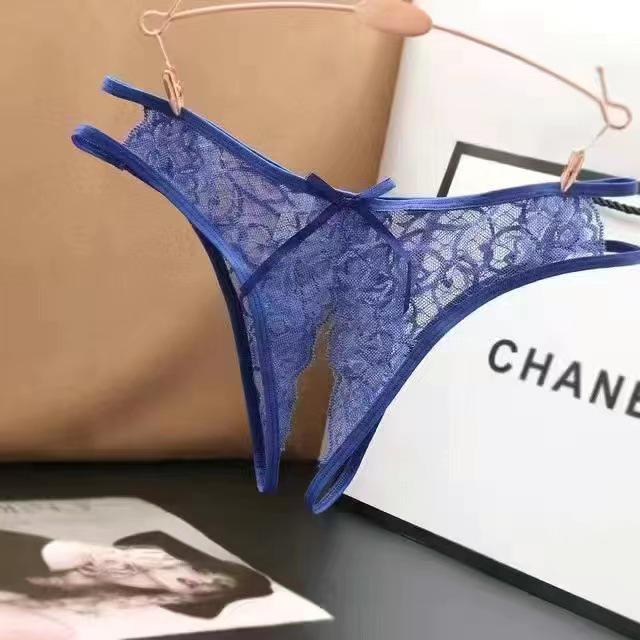 Unisex Lace Open Crotch Erotic Thong - See-through, Low-rise Underwear