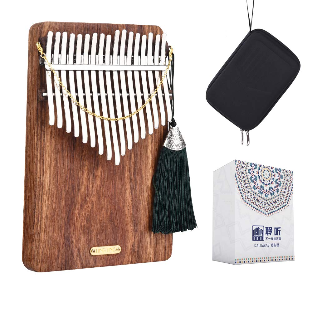 LingTing Kalimba 17 Tasti Pianoforte a Pollice Palissandro Africano con Custodia Kalimba per Principianti "Ascoltare il Mare" LT-K17P