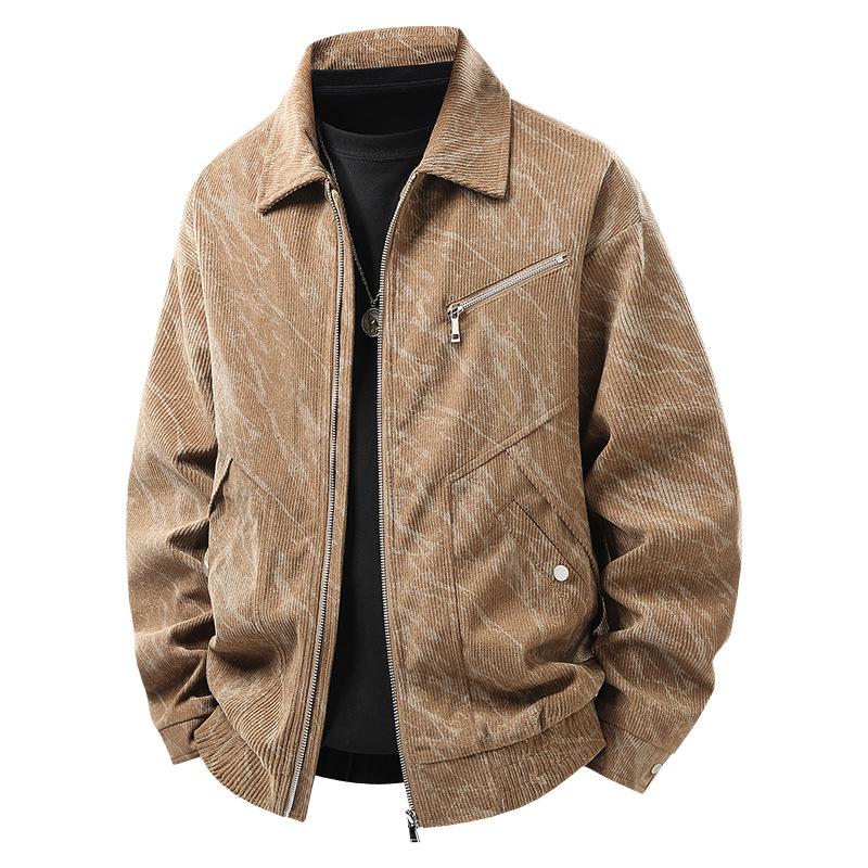 

Men s Retro Corduroy Jacket - Autumn/Winter Casual Lapel Outerwear XL кавовий