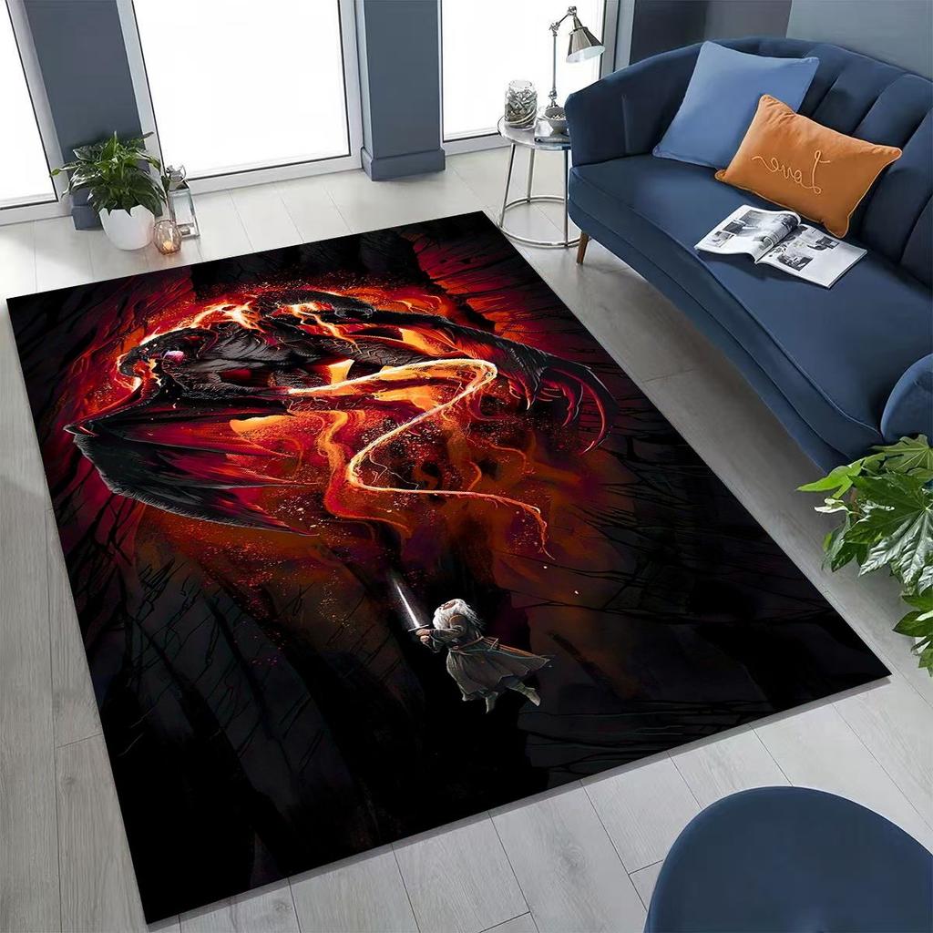 3D L-Lord of The Rings H-Hobbit Movie Board Rug for Bedroom Living Room Sofa Home Doormat Decor, Large Kids Non-slip Floor Mat