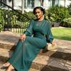 Elegant Long Sleeve Maxi Dress Women High Waist Slim Fit Formal Gown In Plus Size Evening With Lantern Sleeves