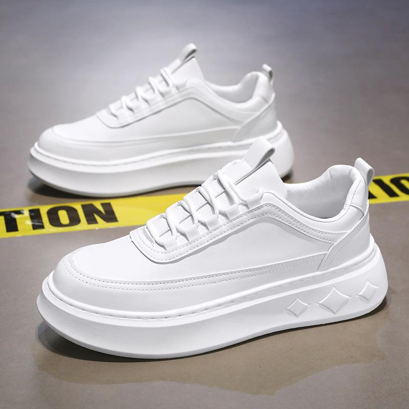 Men's New Breathable, Fashionable and Versatile Board Shoes, Thick Soled Casual Sports White Shoes Can Be Customized
