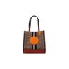 Dempsey 30 Monogram Stripe Logo Decor Vertical Fabric And Leather Tote Bag Women Tote Bags Red-Orange Brown 1917-IMQZV
