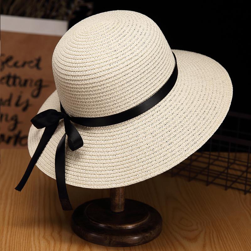 Women's Foldable Summer Beach Hat - Large Brim, Anti-UV, Floral Straw Sun Protection Hat