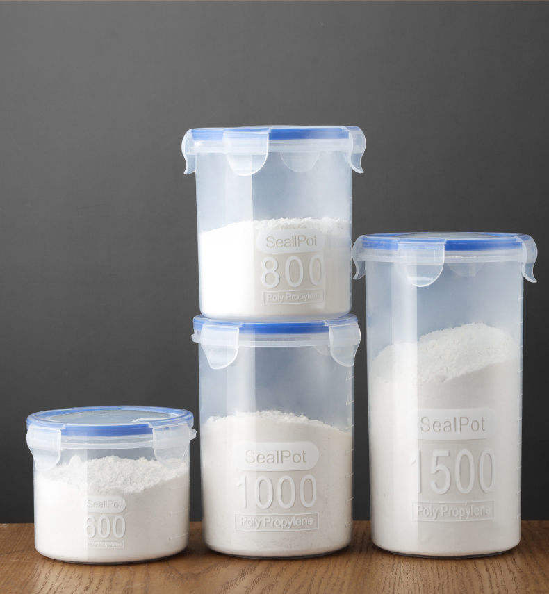 Sealed Kitchen Food Storage Canisters Transparent Large Capacity Grain Fresh Preservation Box with Scale Plastic