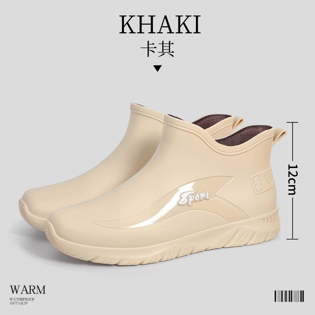 Winter Velvet Sports Version Short Rain Shoes Women's Fashion Outer Wear Men's Non-slip Rubber Shoes Fishing Men's Warm Shoes