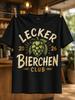 Lecker Bierchen Club 2026 Hand Drawn Hop Cone In Cream Gold And Green With Rustic Retro Typography Unisex All Tshirt