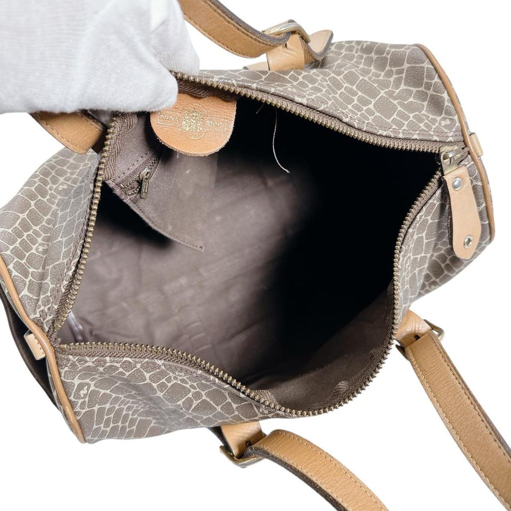 NINA RICCI Animal pattern Handbag PVC Brown Women Used