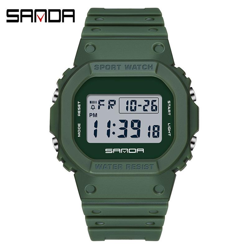 Sanda Square Single Display Movement Electronic Watch Multi-Function Luminous Waterproof Outdoor Sports Student Watch