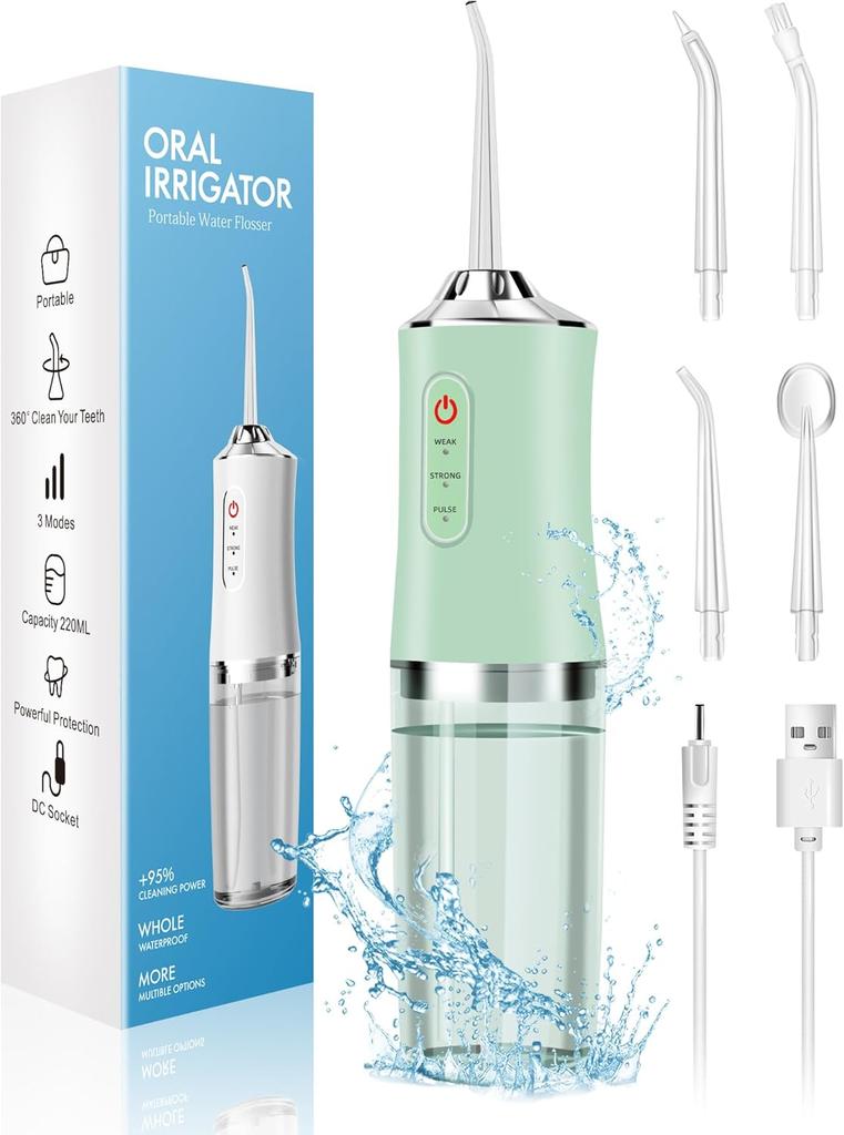 Portable Dental Water Flosser Oral Irrigator USB Rechargeable Water Floss Jet Tooth Pick 8 Tips 220ml Mouth washing machine