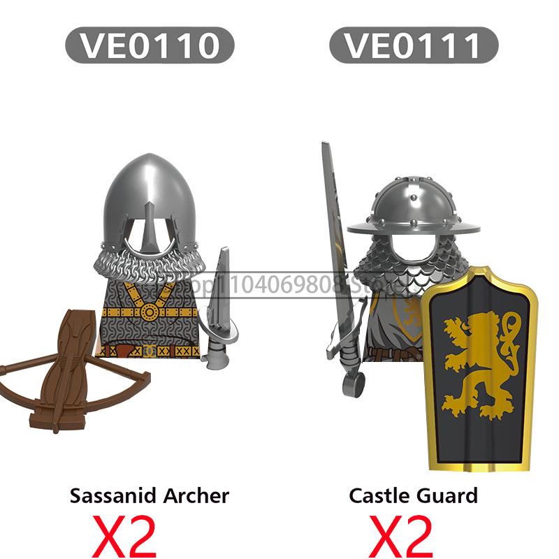 MOC Medieval Military Figures Building Blocks Castle Militia Soldier Dragon Gothic Knight Helmets Swords Shield Bricks Toys N06