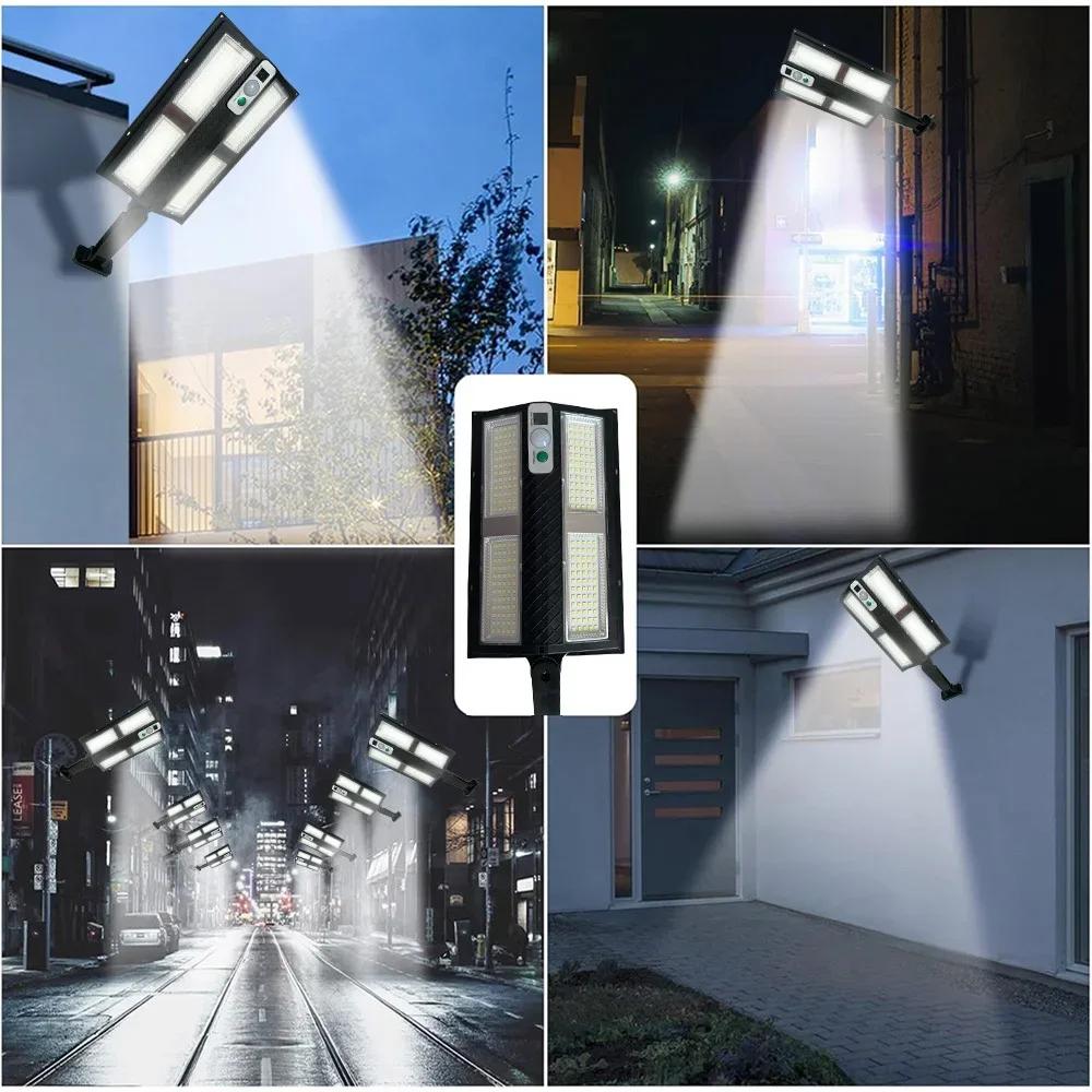 Outdoor Solar Street Light with Remote Control Solar Security Light 6500K Dusk To Dawn Motion Sensor Light for Garden Patio