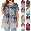 Women's Large Top Round Neck Printing Loose A-line Short Sleeve T-shirt