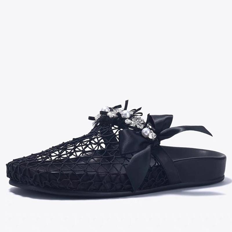 Flats Women Slippers Crystal Shoes Slingback Casual Shoes Summer Cozy Woman Sandals 2025 Designer Trend Zapatos Female