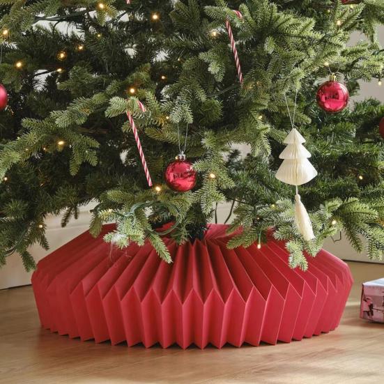 Honeycomb Christmas Tree Collar Foldable Paper Christmas Tree Base Stand Cover Basket Skirt Collar for 12"-25" Stands