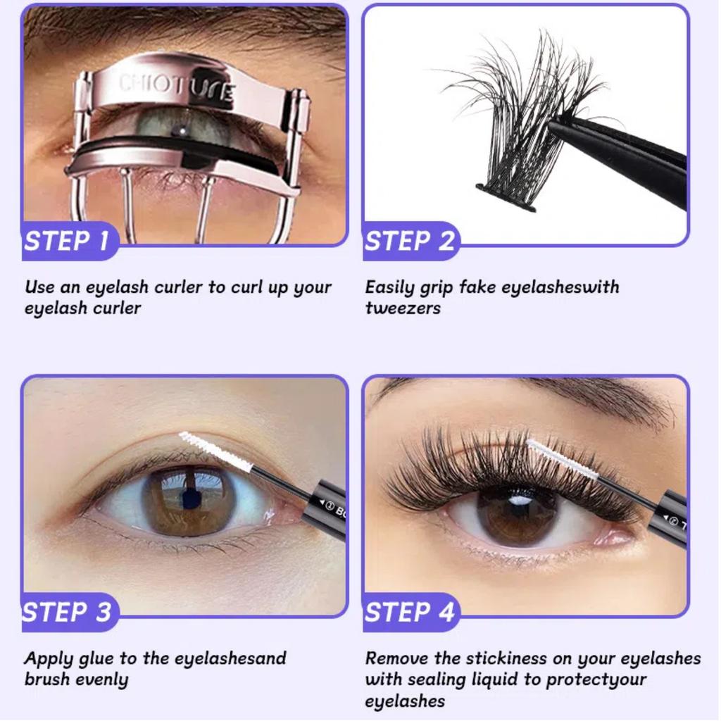 230-300 Clusters Voluminous D-Curve Segment False Eyelashes DIY Kit