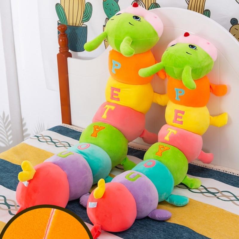 Colorful Plush for CATERPILLAR Toy, Soft Polyester Decorative Pillow Doll, Creative Long Striped Bug Design, Funny, Soft Letters
