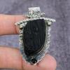 Natural Black Tourmaline, Spinel Gemstone 925 Sterling Silver Pendant 2.28" N8u92