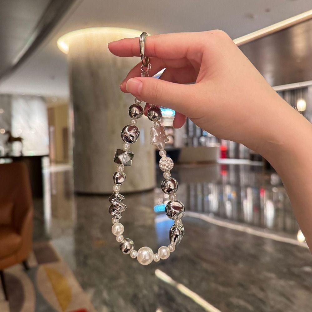 Fashion Phone Lanyard Peal Beaded Pendant Lanyard Cute Phone Chain