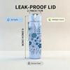 1PC Blue Tone Floral Arrangement 750ml Color Plastic Sports Water Bottle Leakproof Flip Straw Lid Suitable for Sports Office Home Use