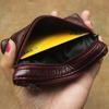 Genuine Leather Double Zipper Coin and Card Holder
