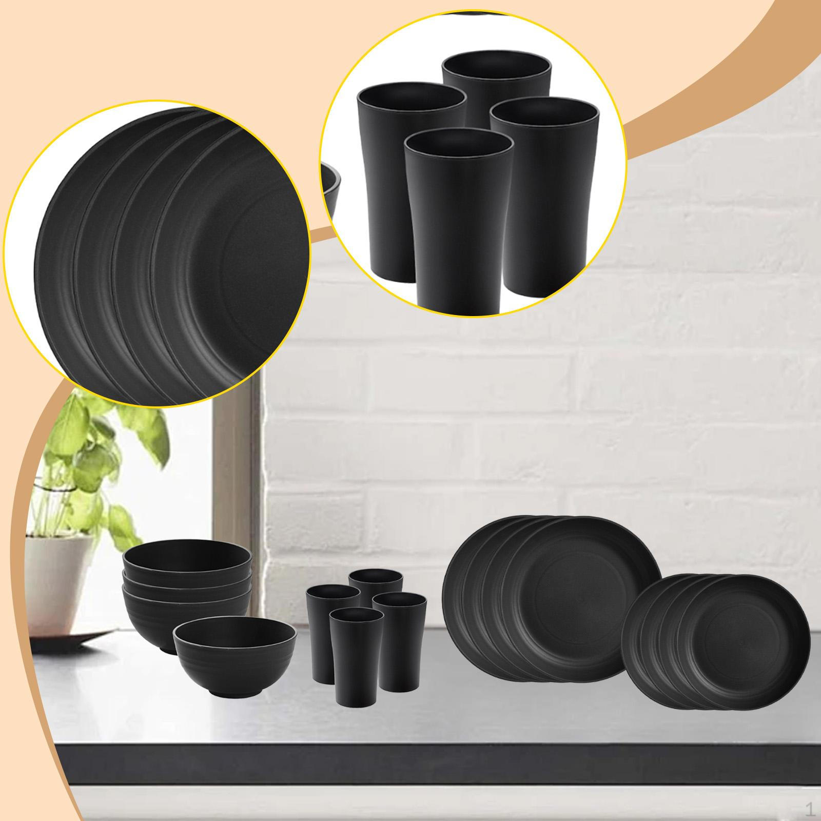 

Наборы посуды 16 шт. Миски Минималистичный Соломенный ПП Сервиз на 4 персоны Обеденные тарелки Блюда Отель